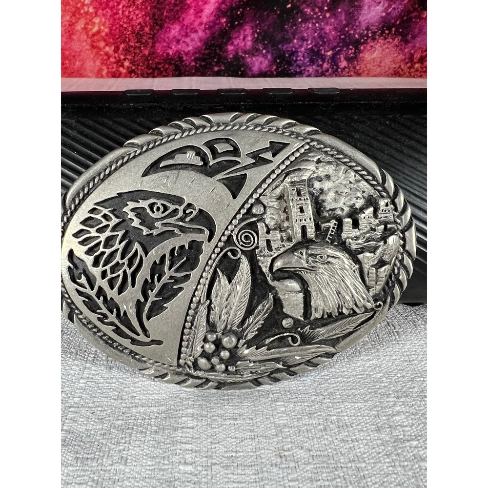 Vintage 1984 Southwest Silver Inc Silver Tone American Eagle Southwest Motif